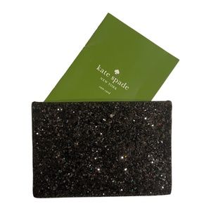 Kate Spade Black Greta Court Graham Glitter Card Holder Wallet